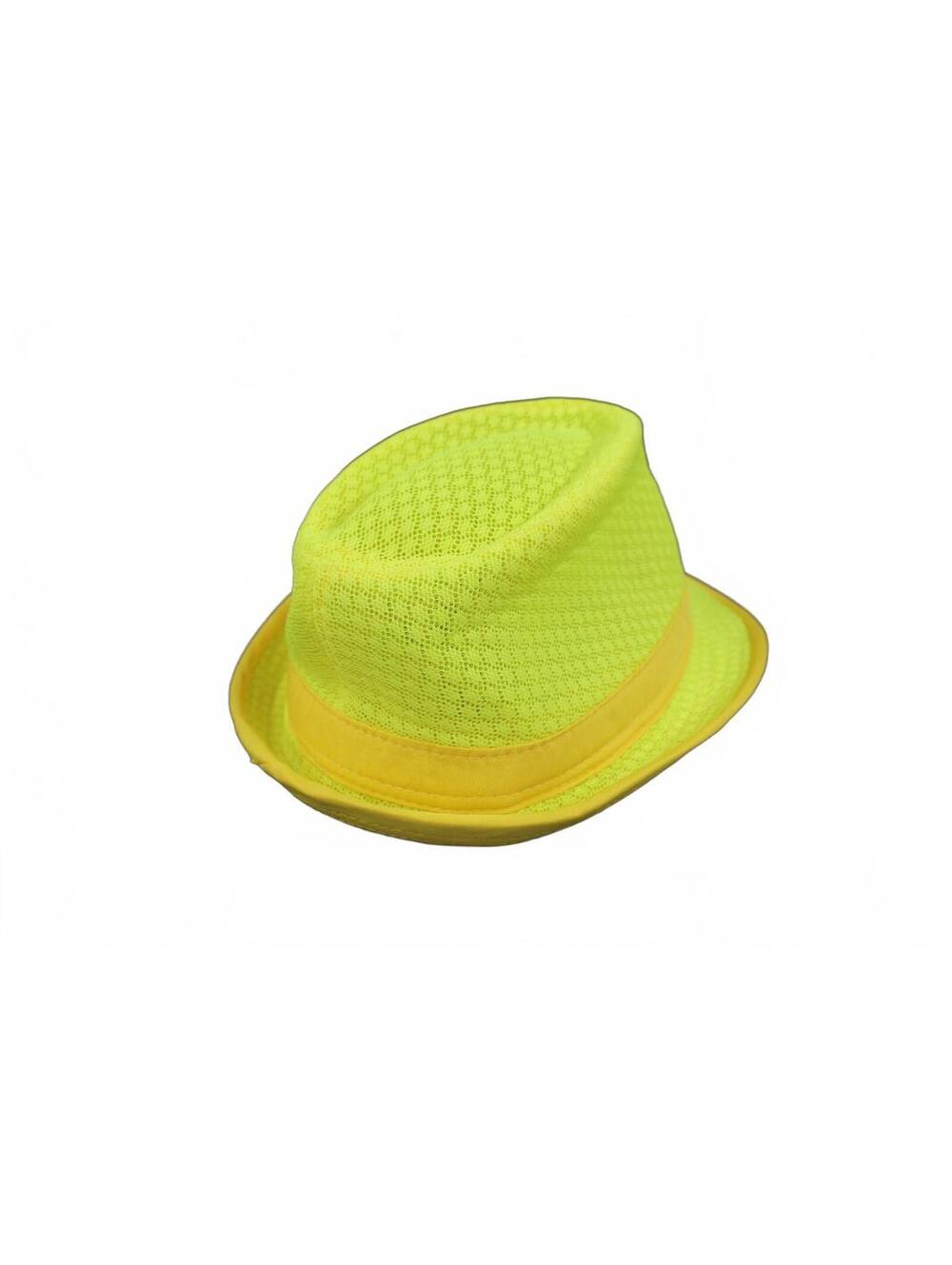 Neon Yellow Fedora Hat - Unisex Festival Party Costume Cap